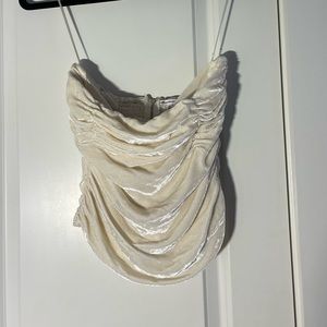Reformation cream velvet bustier strapless top